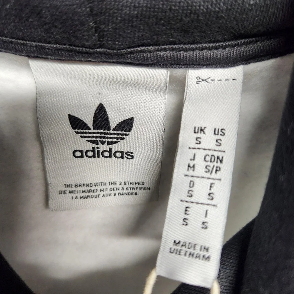 Adidas Originals Hoodie Mens Small Black Fleece Plaid Trefoil Sweatshirt IC8776‎